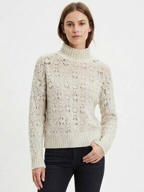 American Eagle Outfitters Sweater Cream Knit Turtleneck Size Small